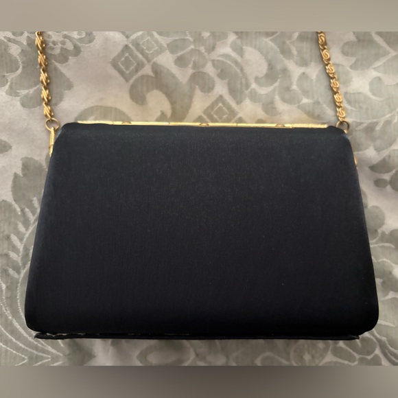 Sasha Clutch or Crossbody/Shoulder Black and Gold Silk Bag - Picture 4 of 8
